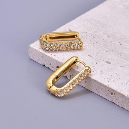 Women's Personalized Fashion Gold-plated Square Inlaid Zircon Earrings