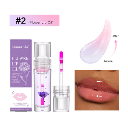 Flower Color Changing Lip Oil Moisturizing Jelly Lip gloss Clear Temperature Change Liquid Lipstick Reduce Lip Line Make Up