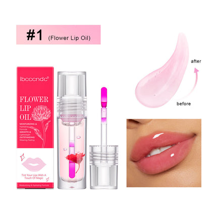 Flower Color Changing Lip Oil Moisturizing Jelly Lip gloss Clear Temperature Change Liquid Lipstick Reduce Lip Line Make Up