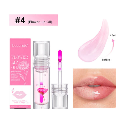 Flower Color Changing Lip Oil Moisturizing Jelly Lip gloss Clear Temperature Change Liquid Lipstick Reduce Lip Line Make Up