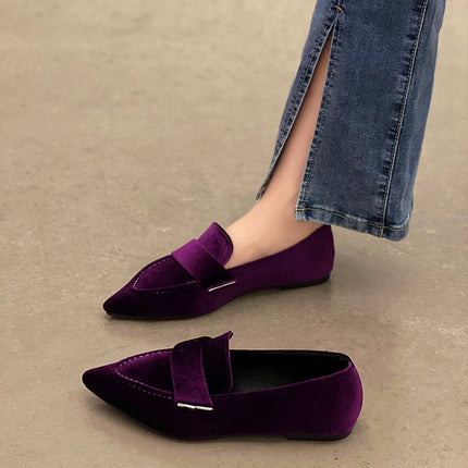 Korean Style Pointed Toe Square Heel Casual Pumps Women