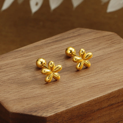 Mini Flowers Screw Anti-lost Ear Studs Special-interest Design