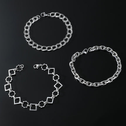 Simple Stainless Steel sunflower Three-piece Bracelet