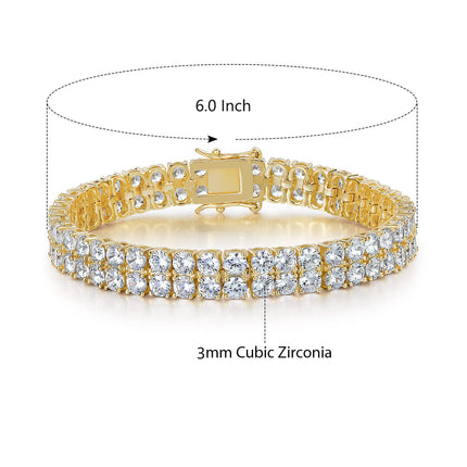 Hip Hop Inlaid Zircon Tennis Bracelet Double Row