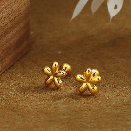 Mini Flowers Screw Anti-lost Ear Studs Special-interest Design