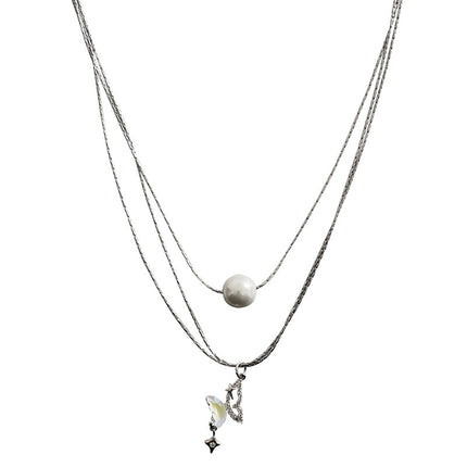 Special-interest Design Butterfly Pearl Multi-layer Necklace