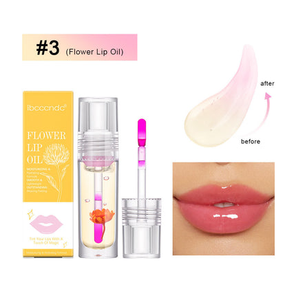 Flower Color Changing Lip Oil Moisturizing Jelly Lip gloss Clear Temperature Change Liquid Lipstick Reduce Lip Line Make Up