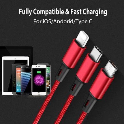 3 In 1 USB Cable For I-Phone XS Max XR X 8 7 Charging Charger Micro USB Cable For Android USB Type-C Mobile Phone Cables