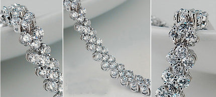 Sterling Silver Bracelet Multi-Diamond White Gold Plated