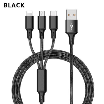 3 In 1 USB Cable For I-Phone XS Max XR X 8 7 Charging Charger Micro USB Cable For Android USB Type-C Mobile Phone Cables