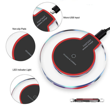 New Wireless Charging Dock Charger Crystal Round Charging Pad With Receiver For Apple For Samsung