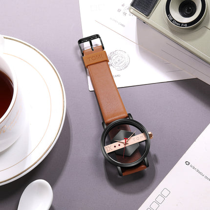 Hollow Out See-through Unisex Leather Casual Fashion Quartz Watch