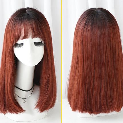 Fashion realistic hair long straight hair wig chemical fiber wig