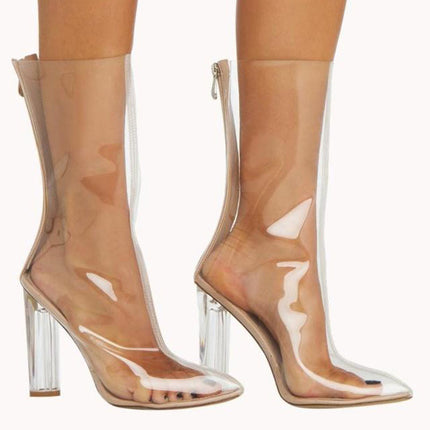 Crystal Thick Heel Mid-calf Personalized Women's Boots