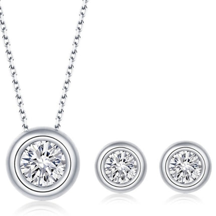 Round Pie Shape S925 Sterling Silver Inlaid Moissanite Jewelry Set