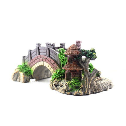 Resin Bridge Arch Bridge Black Red Bridge Fish Tank Landscaping Decoration Bridge Aquarium Turtle Climbing Platform Retro Arch Bridge