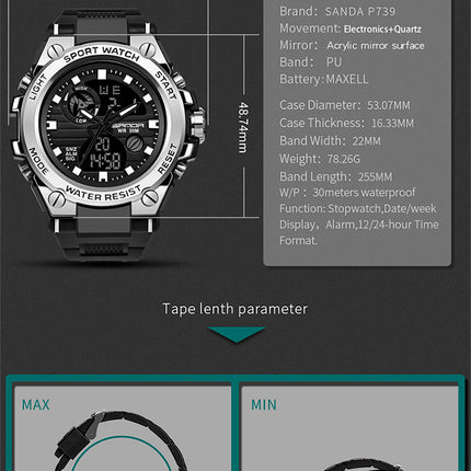 Trendy Multifunctional Digital Waterproof Electronic Watch