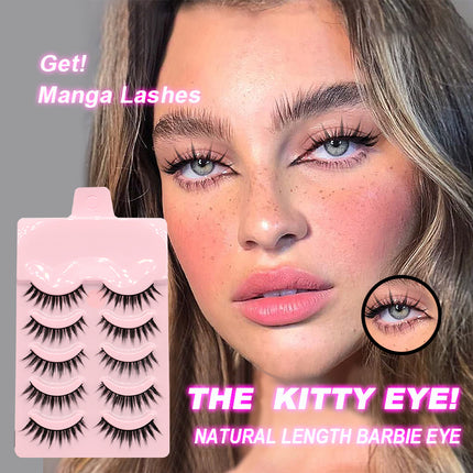 5 Pairs Manga Lashes New Arrival Anime Cosplay Natural Wispy Makeup Artificial False Eyelashes