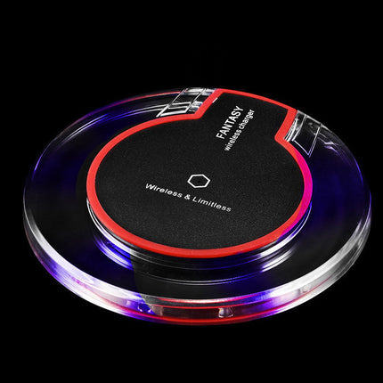 New Wireless Charging Dock Charger Crystal Round Charging Pad With Receiver For Apple For Samsung