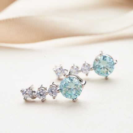 Fashion Stud Earrings Female Color Moissanite