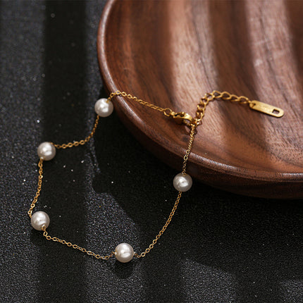 Pearl Titanium Steel Anklet Female Accessories Women's Beach Jewelry