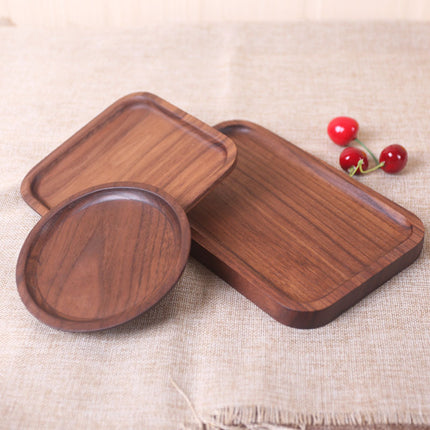 Japanese Style Wooden Black Walnut Rectangular Dinner Plate